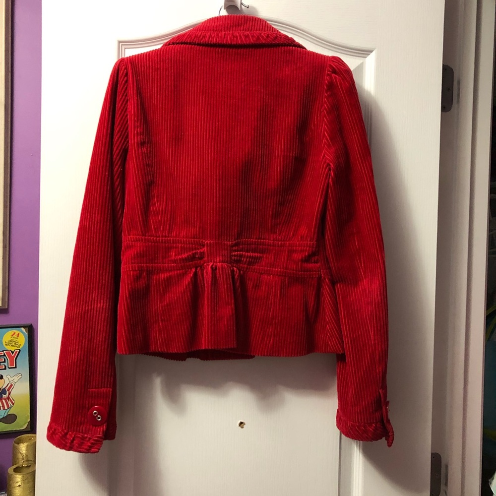 Anthropologie Corduroy Cranberry Blazer Size 2 - Picture 4 of 5